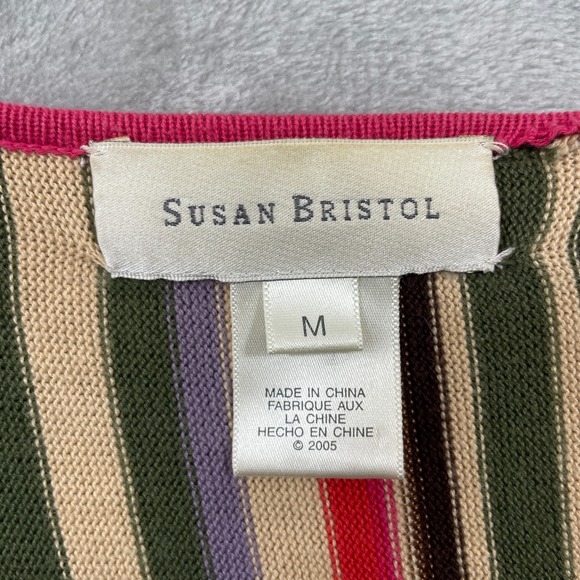 Vtg Susan Bristol Cardigan Sweater Womens Size M Colorful Mixed Pattern Pink Y2K - Picture 5 of 8